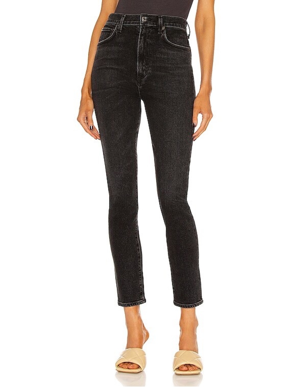 AGOLDE Pinch Waist Skinny High Rise Jeans Hotline Black Denim Women’s Size 25